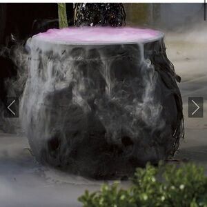 Mystical Black Cauldron with Pink Mist